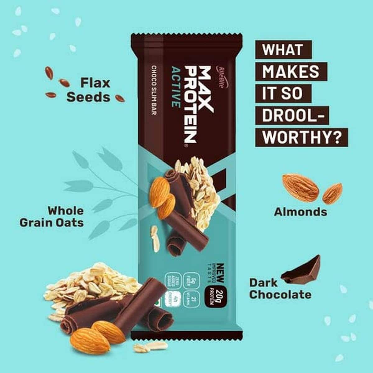 RiteBite Max Protein Active Choco Slim Bar, Pack of 6 (67 Gm Each)