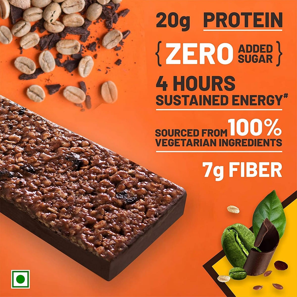 RiteBite Max Protein Active Green Coffee Beans Bar, Pack of 6 (70 Gm Each)