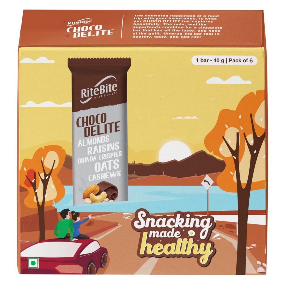 RiteBite Max Protein Choco Delite Bars, Pack of 6 (40 Gm Each)