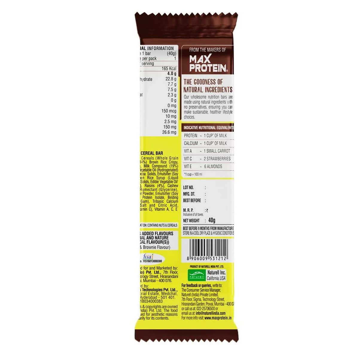 RiteBite Max Protein Choco Delite Bars, Pack of 6 (40 Gm Each)