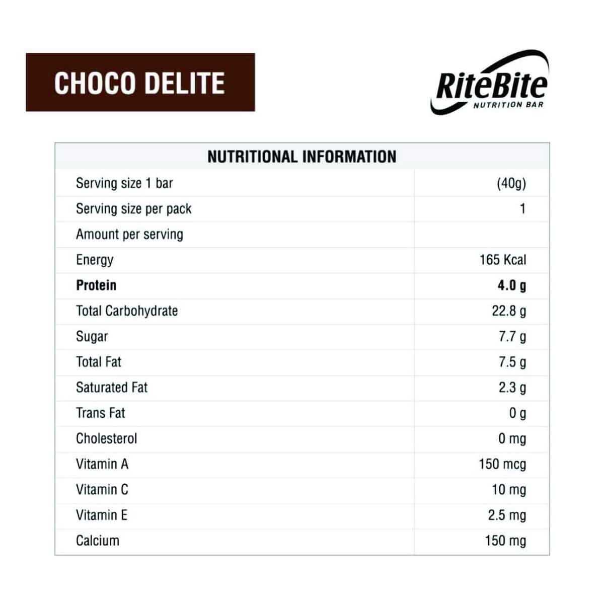 RiteBite Max Protein Choco Delite Bars, Pack of 6 (40 Gm Each)
