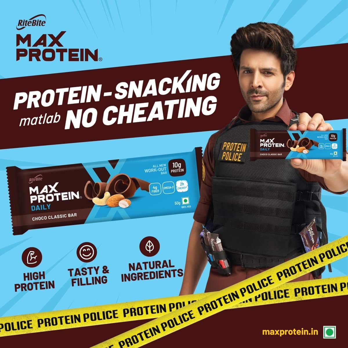 RiteBite Max Protein Daily Choco Classic Bar, Pack of 6 (50 Gm Each)