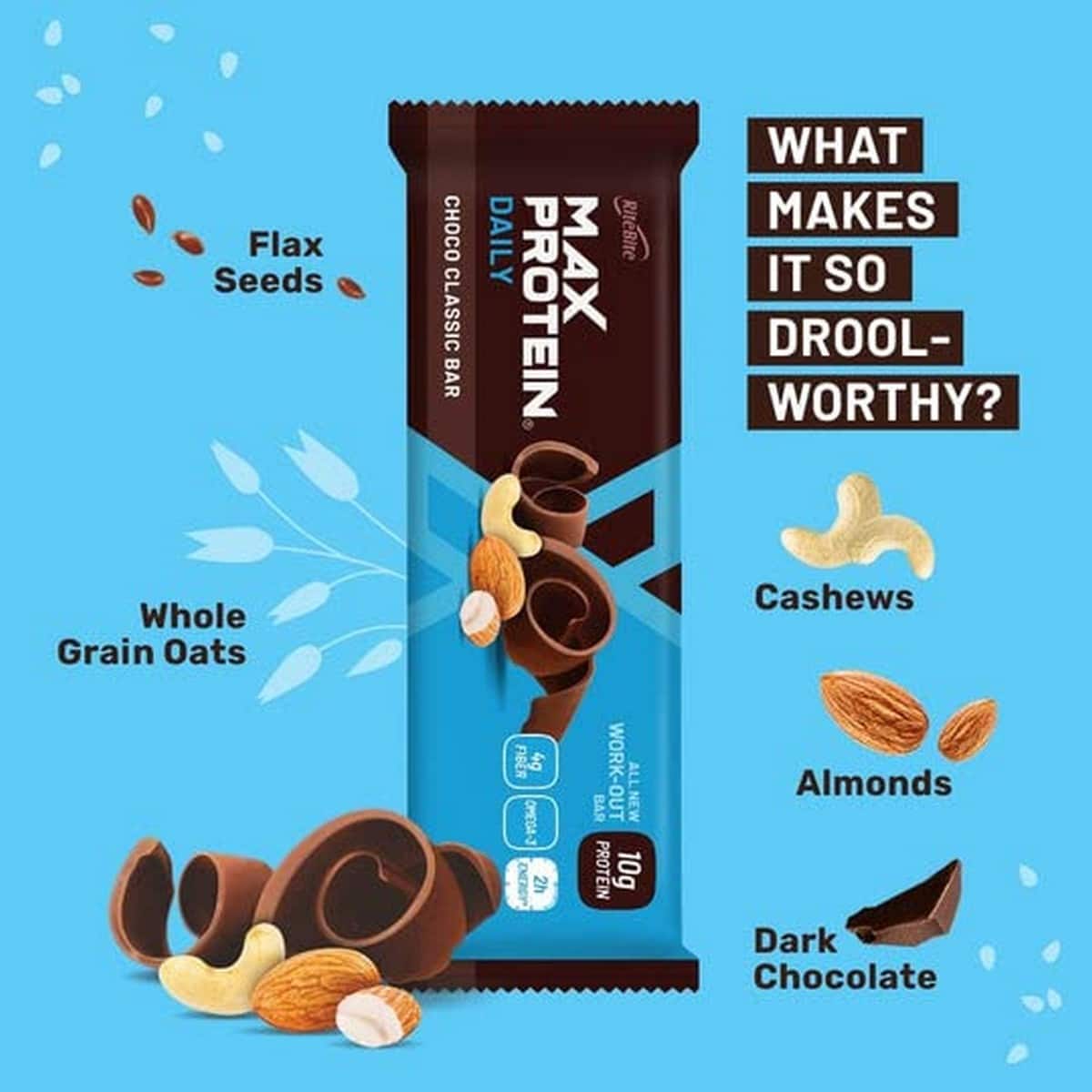 RiteBite Max Protein Daily Choco Classic Bar, Pack of 6 (50 Gm Each)