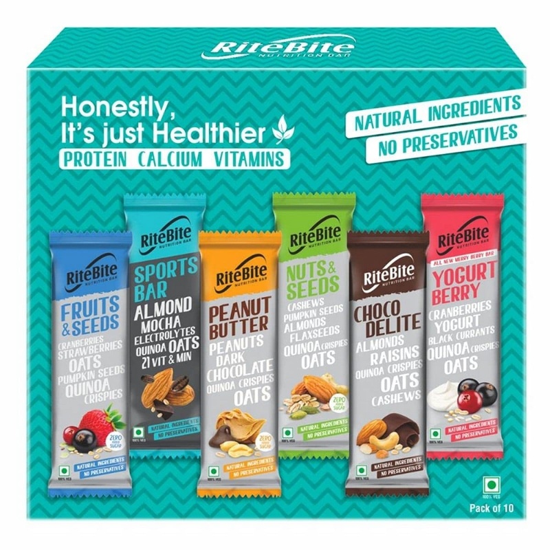 RiteBite Max Protein Nutrition Assorted Bar, Pack of 10 (35 Gm Each)