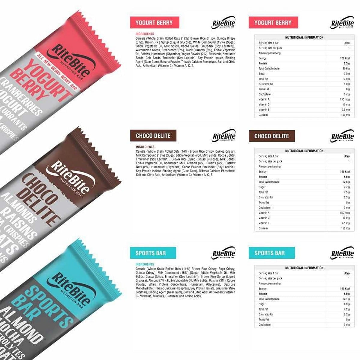 RiteBite Max Protein Nutrition Assorted Bar, Pack of 10 (35 Gm Each)