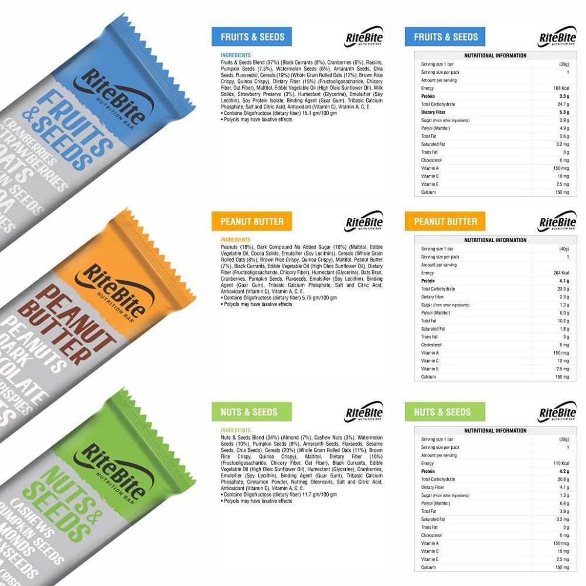 RiteBite Max Protein Nutrition Assorted Bar, Pack of 10 (35 Gm Each)