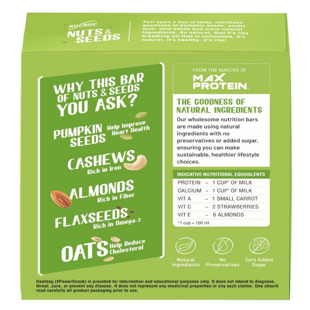 RiteBite Max Protein Nuts & Seeds Bar, Pack of 6 (35 Gm Each)