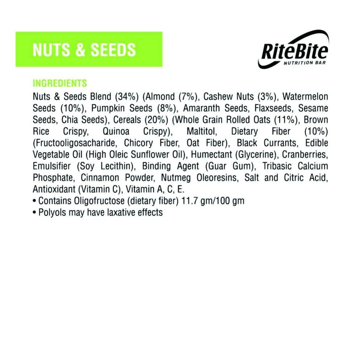 RiteBite Max Protein Nuts & Seeds Bar, Pack of 6 (35 Gm Each)