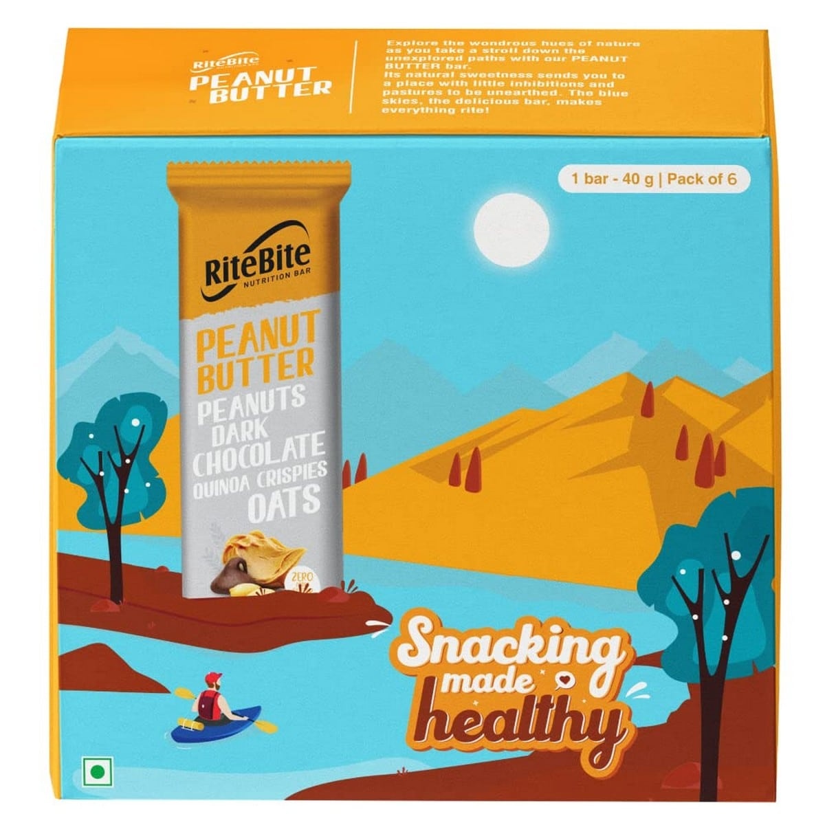 RiteBite Max Protein Peanut Butter Energy Bar, Pack of 6 (40 Gm Each)