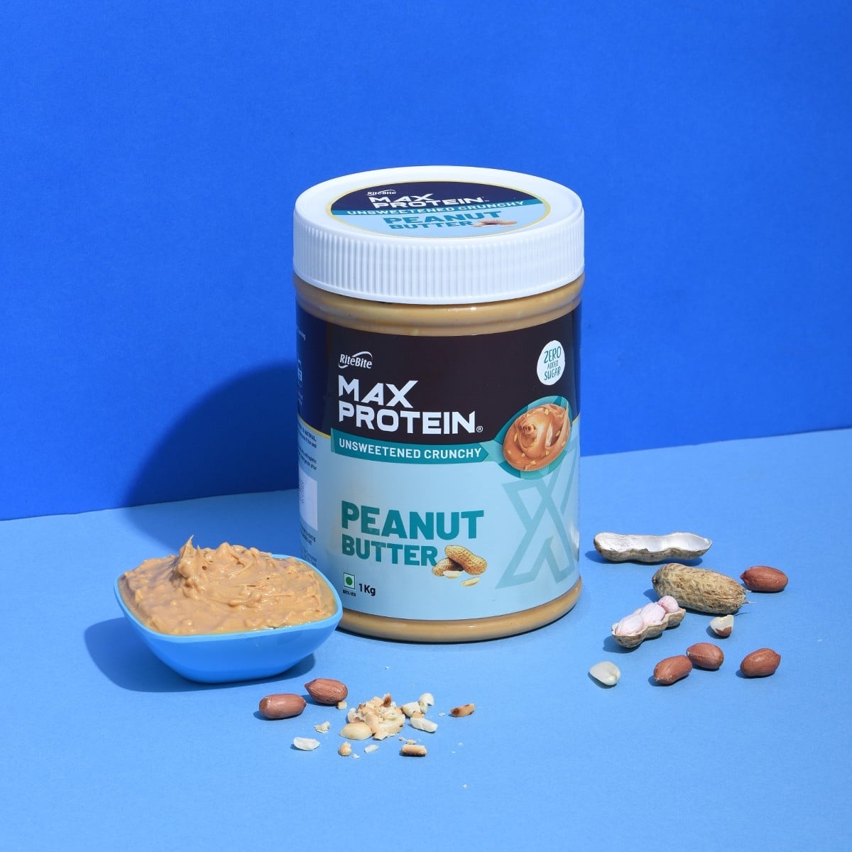 RiteBite Max Protein Peanut Butter Unsweetened Crunchy (1 Kg)