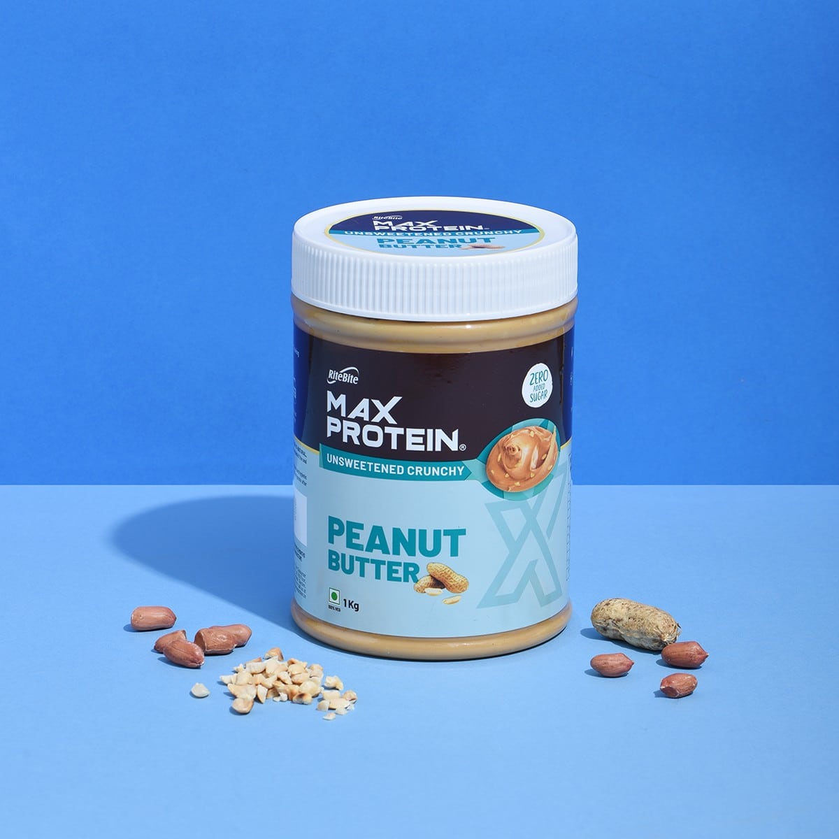 RiteBite Max Protein Peanut Butter Unsweetened Crunchy (1 Kg)
