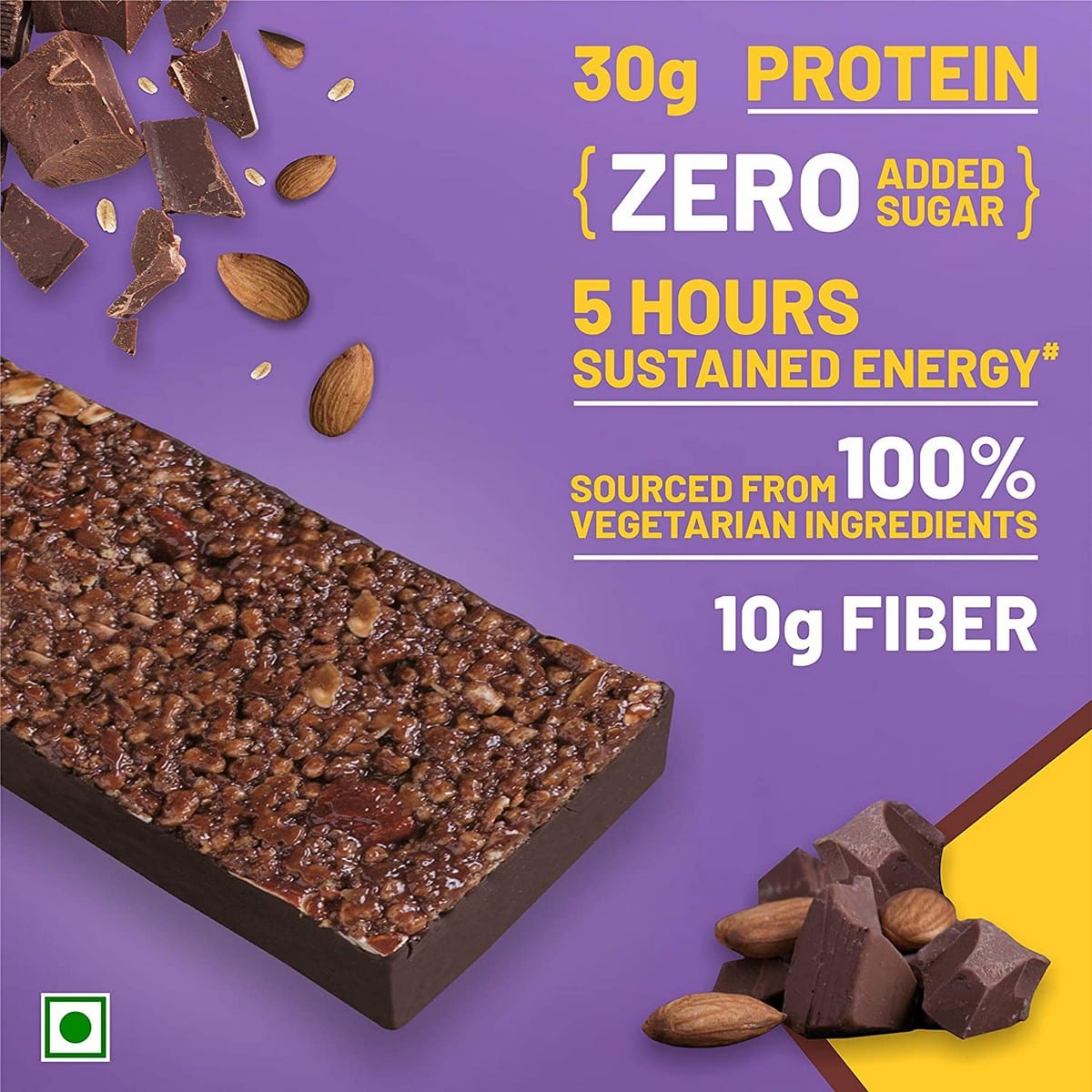 RiteBite Max Protein Ultimate Choco Almond Bar, Pack of 6 (100 Gm Each)