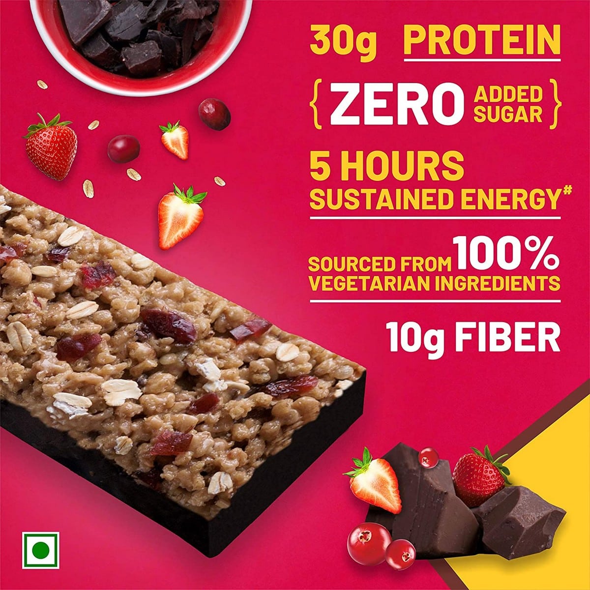 RiteBite Max Protein Ultimate Choco Berry Bar, Pack of 6 (100 Gm Each)