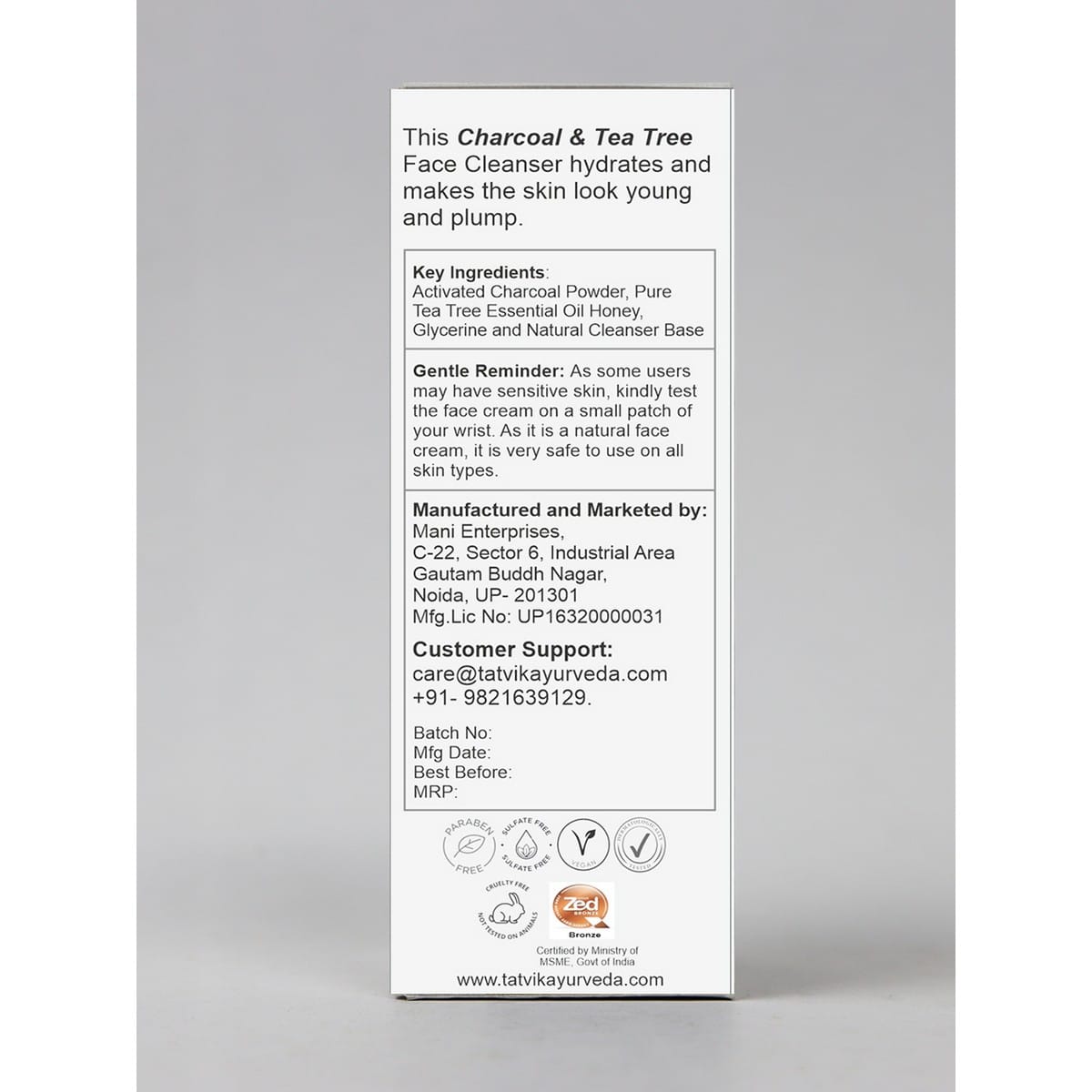 Tatvik Kusuma Face Cleanser Charcoal and Tea Tree (100 ml)