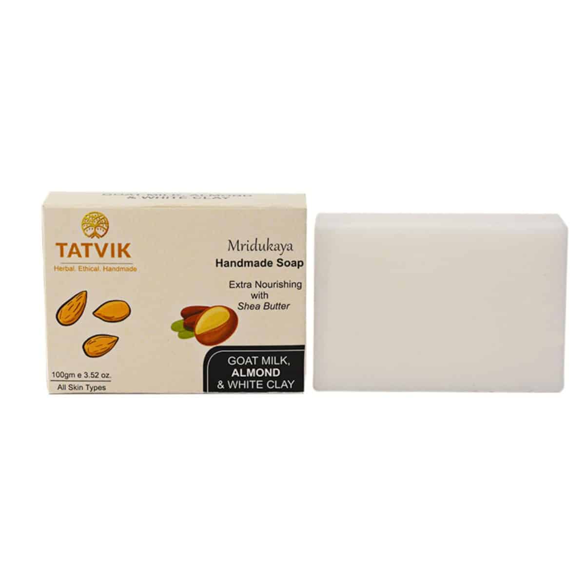 Tatvik Mridukaya Handmade Soap Goat Milk, Almond And White Clay (100 gm)
