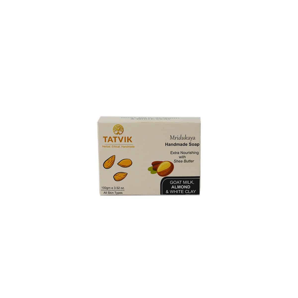Tatvik Mridukaya Handmade Soap Goat Milk, Almond And White Clay (100 gm)