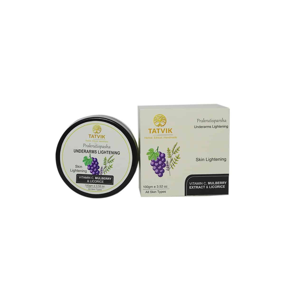 Tatvik Prakrutisparsha Underarms Lightening Cream - Vitamin C, Mulberry & Licorice (100 gm)