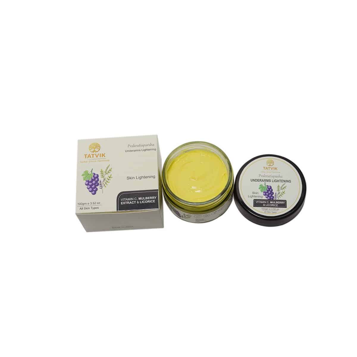 Tatvik Prakrutisparsha Underarms Lightening Cream - Vitamin C, Mulberry & Licorice (100 gm)