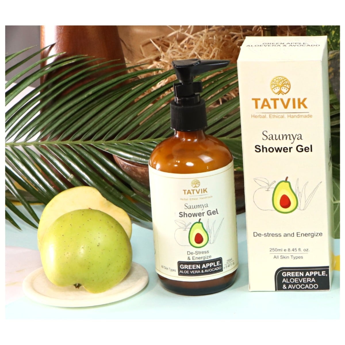 Tatvik Saumya Shower Gel - Green Apple, Aloe Vera & Avocado (250 ml)
