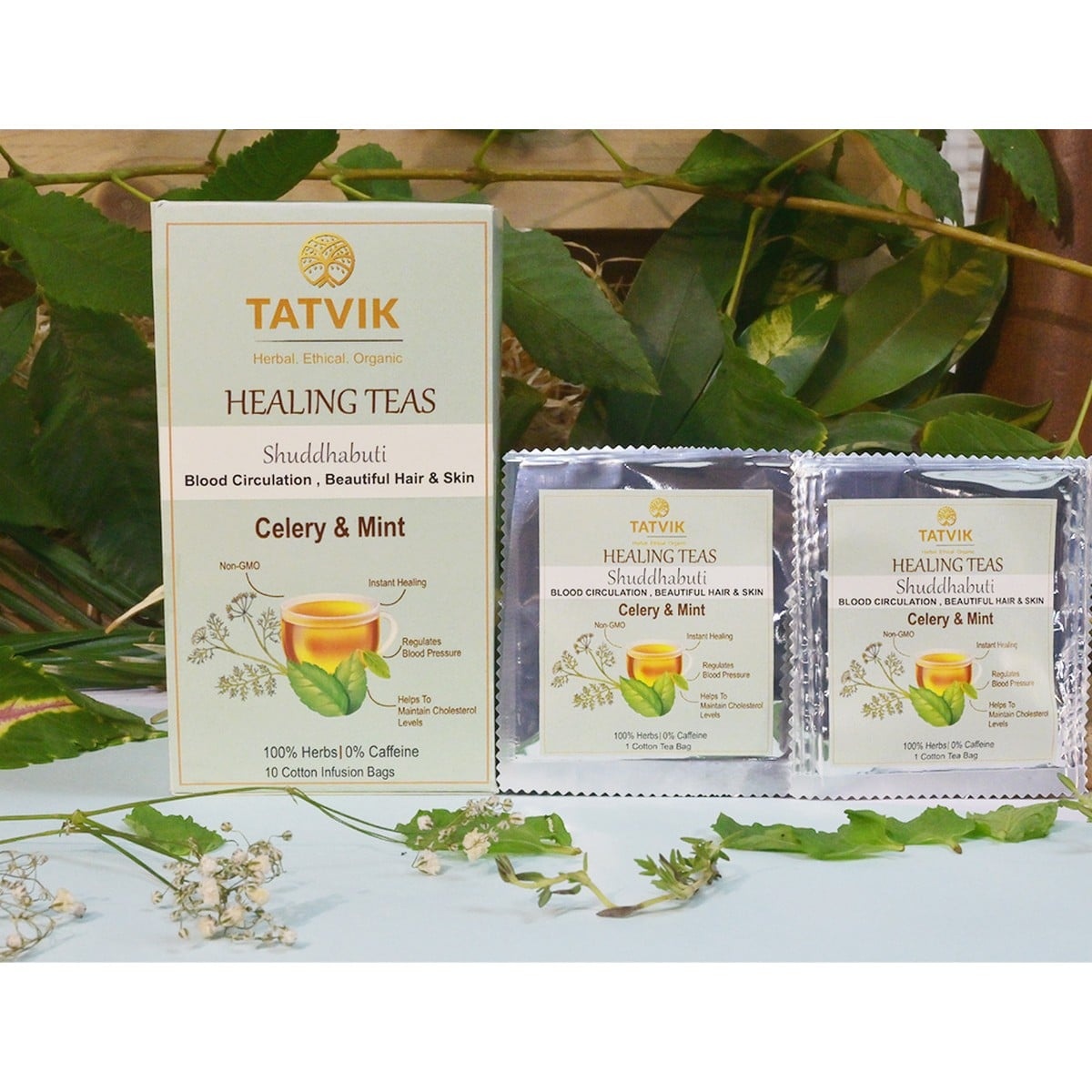 Tatvik Shuddhabuti Herbal Tea Celery And Mint (10 Tea Bags)