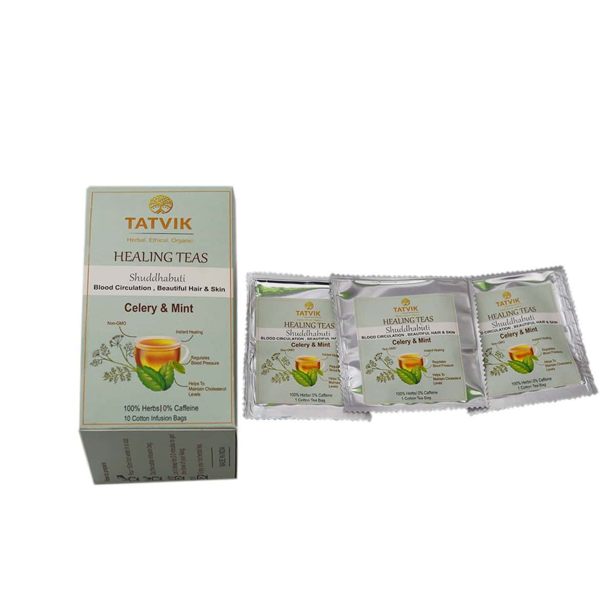 Tatvik Shuddhabuti Herbal Tea Celery And Mint (10 Tea Bags)