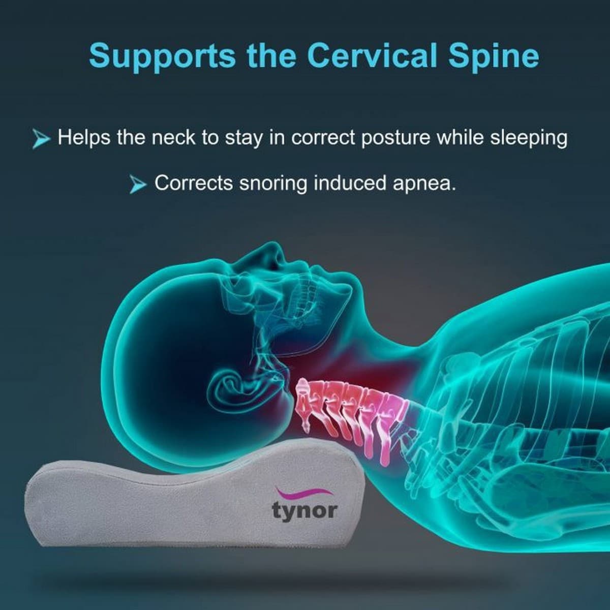 Tynor Contoured Cervical Pillow, Grey (1 Unit)