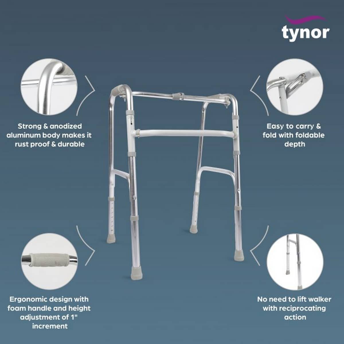 Tynor Walker InvalidÂ’s Reciprocating All Pods, Silver (1 Unit)
