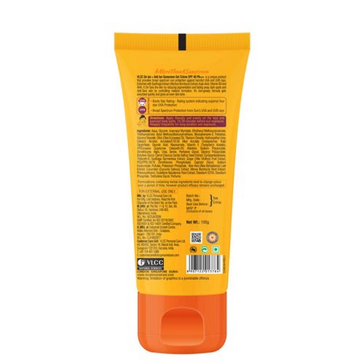 VLCC De Tan + Anti Tan Sunscreen Gel Creme SPF 40 (100g)