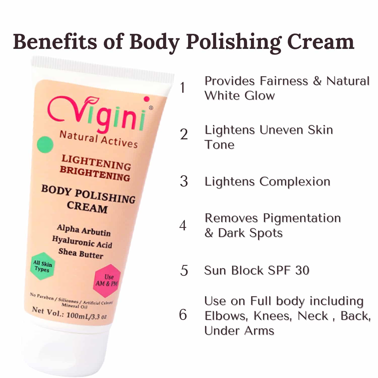 Vigini Skin Whitening Lightening Body Polishing cream (100 ml)