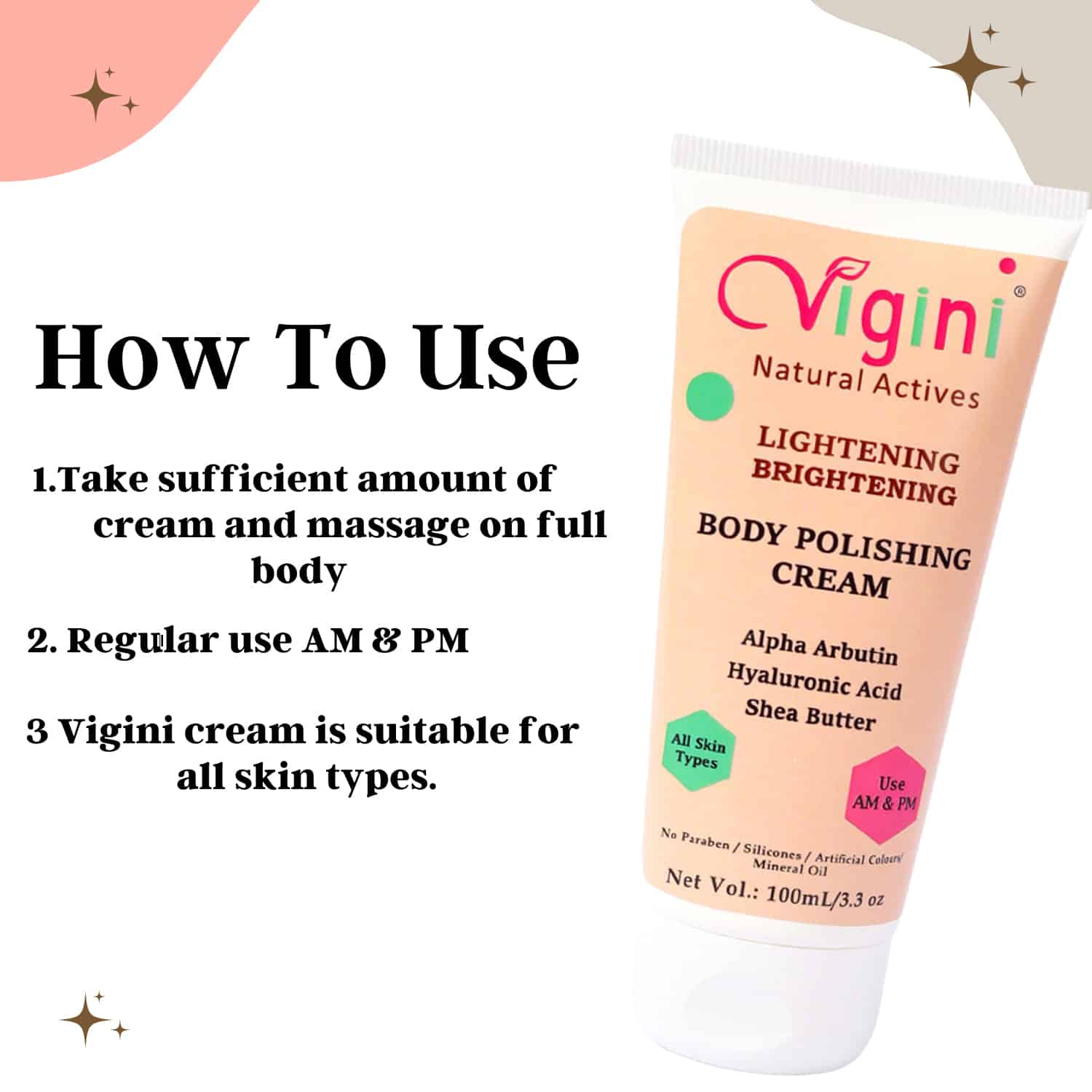 Vigini Skin Whitening Lightening Body Polishing cream (100 ml)