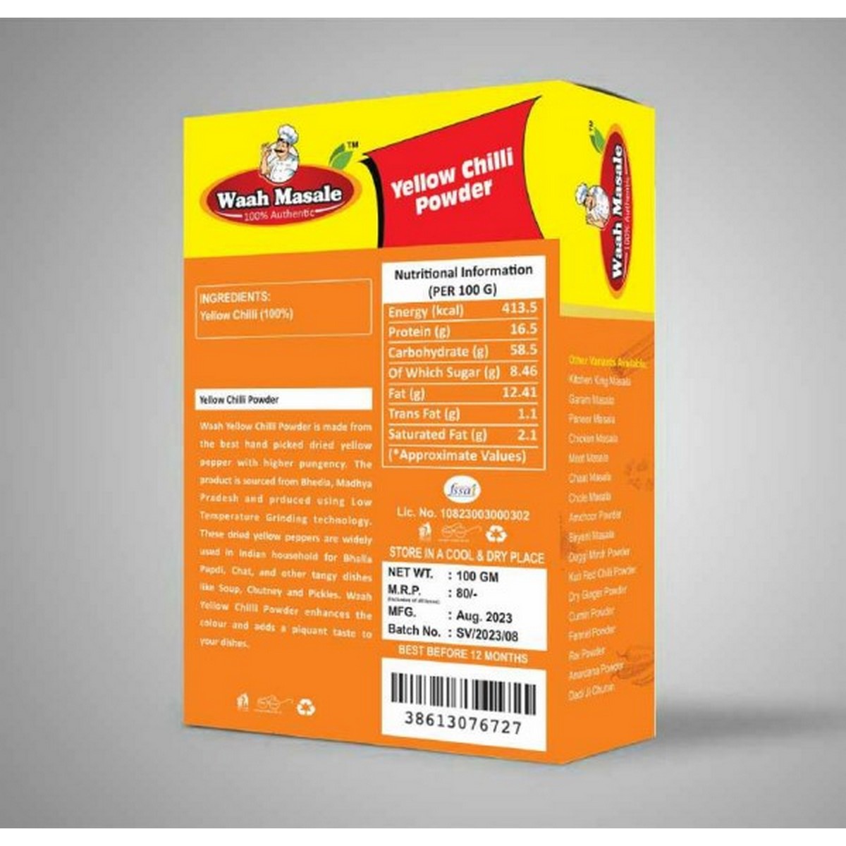 Waah Masale Yellow Chilli Powder(100 GM)