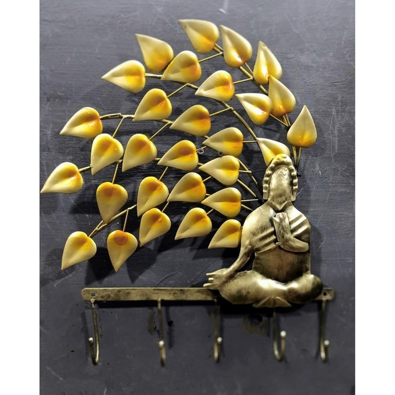 Wall Equipped Golden Leaf with Buddha