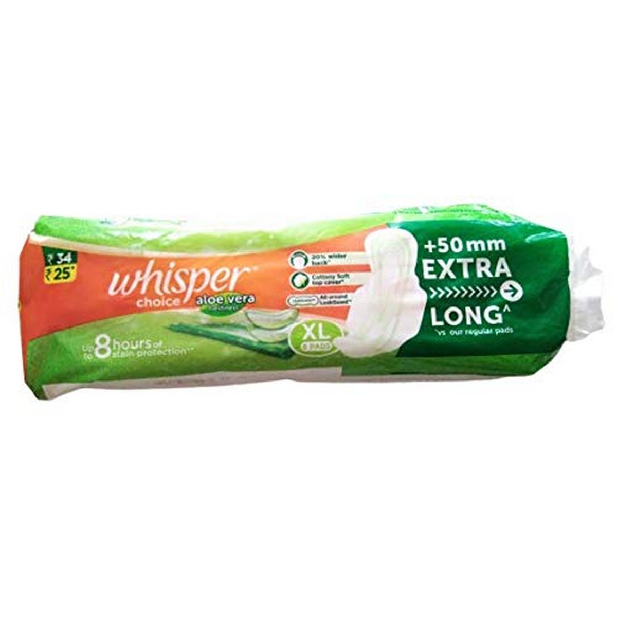 Whisper Choice Aloe vera Xl 6 pad pack of 5