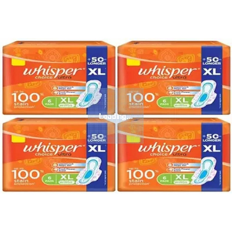 Whisper Choice Ultra 100% Stain Protection (24 Pads) Sanitary Pad for Women