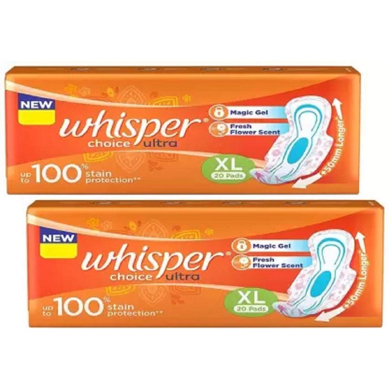 Whisper Choice ultra Extra Large 20+20 Sanitary Pad (Pack of 2)