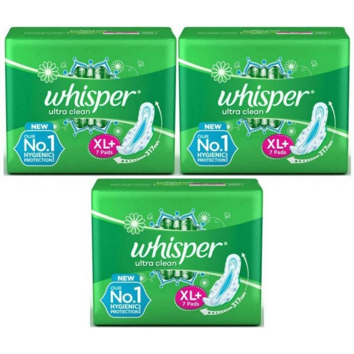 Whisper Super Saver Pack of (7+7+7) Ultra Clean Sanitary Pad