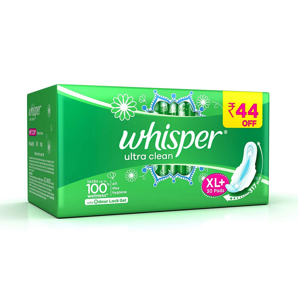 Whisper Ultra Clean Sanitary Pads - 30s (XL Plus) & Ultra Soft Sanitary Pads - 30s (XL) Combo