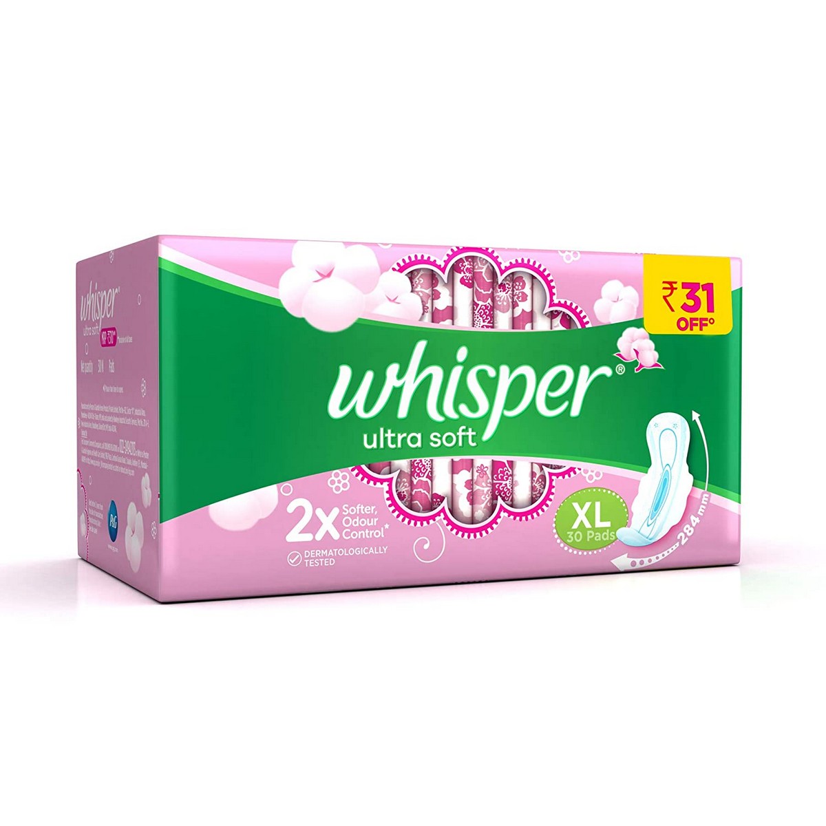 Whisper Ultra Clean Sanitary Pads - 30s (XL Plus) & Ultra Soft Sanitary Pads - 30s (XL) Combo