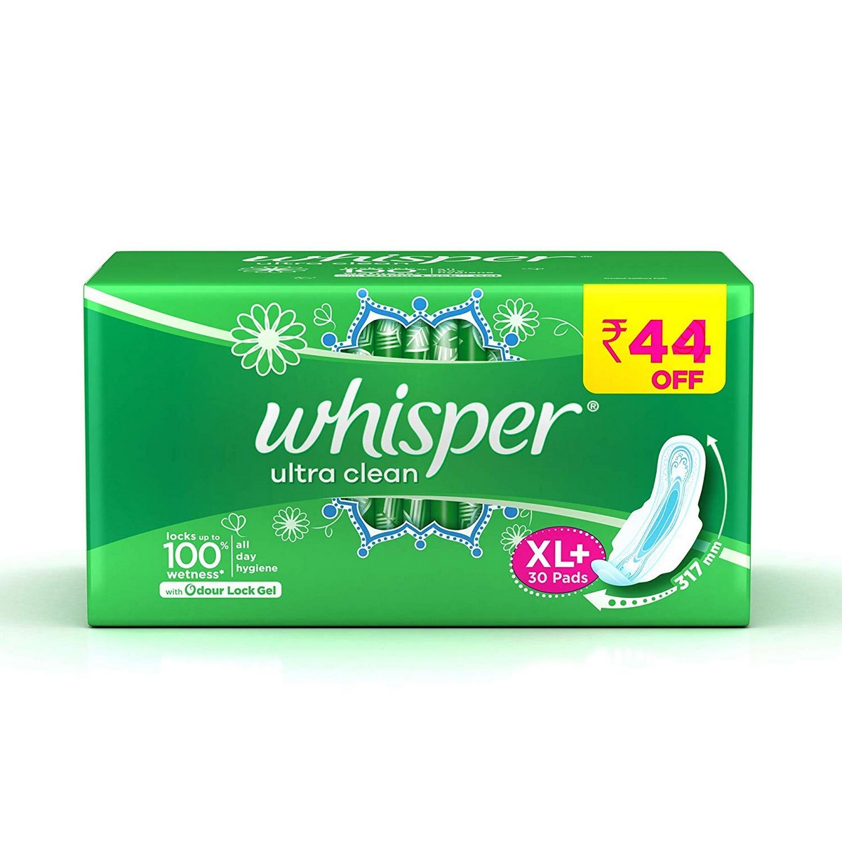Whisper Ultra Clean Sanitary Pads - 30s (XL Plus) & Ultra Soft Sanitary Pads - 30s (XL) Combo