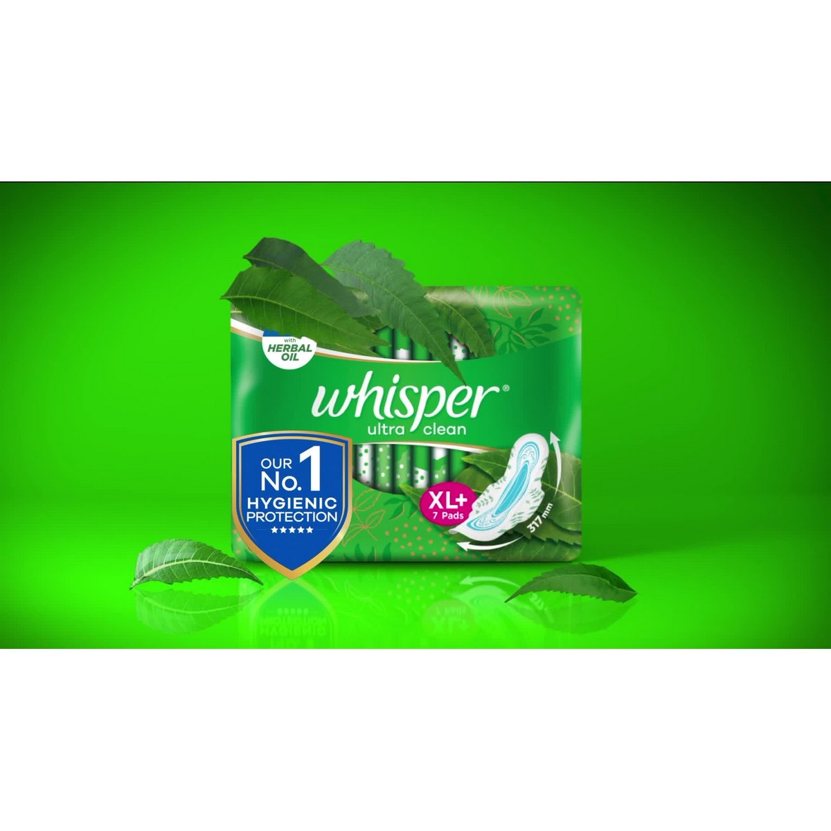 Whisper Ultra Clean Sanitary Pads for Women, XL+ 15 Napkins