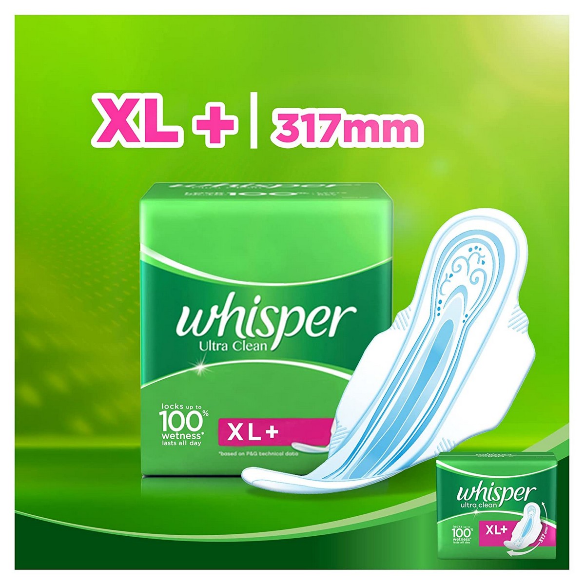 Whisper Ultra Sanitary Pads XL Plus wings (7 Count)