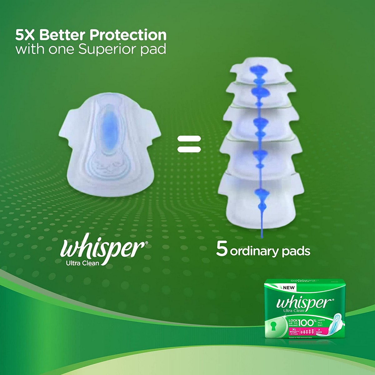 Whisper Ultra Sanitary Pads XL Plus wings (7 Count)