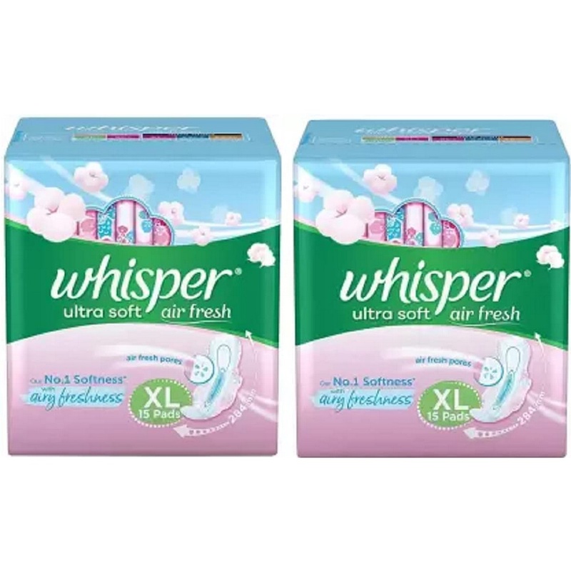 Whisper Ultra Soft-Air Fresh XL (15 Count) Sanitary PadÂ Â (Pack of 2)