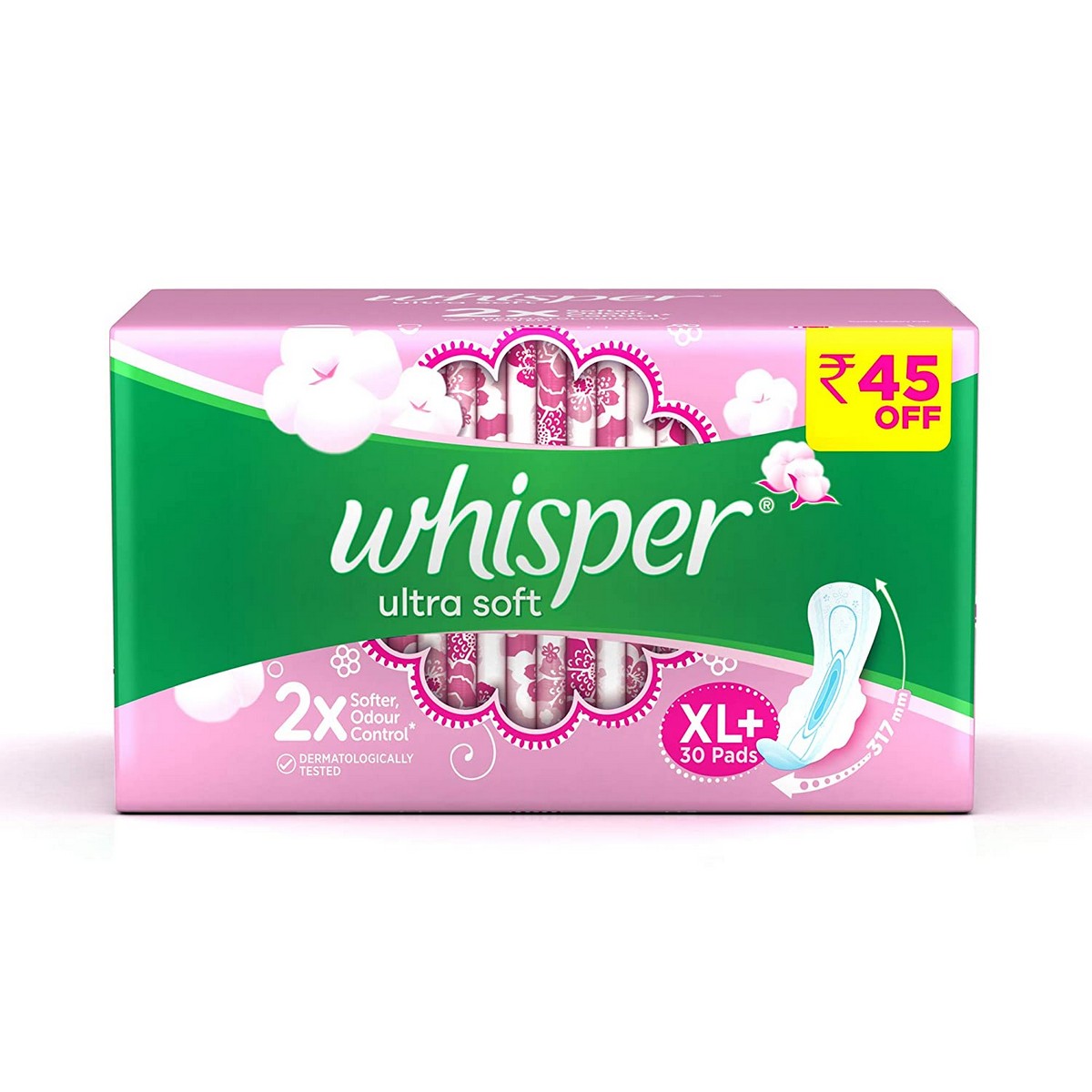 Whisper Ultra Soft Sanitary Pads - 30 Pieces (XL Plus) & Venus Breeze Razor Blades - 2 Pieces Combo