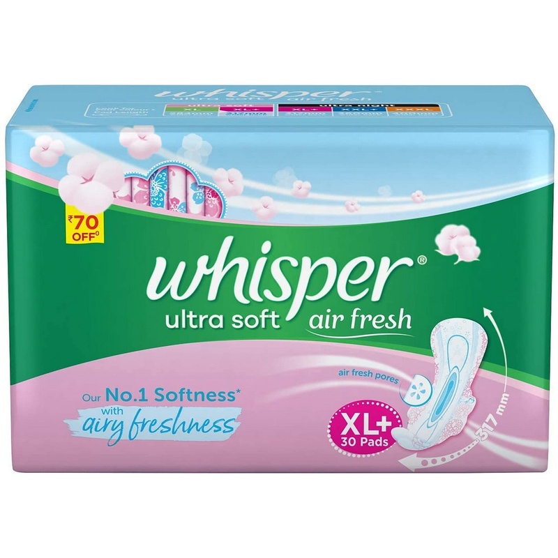 Whisper Ultra Soft XL+ Sanitary Pads For Women (30 Napkins)