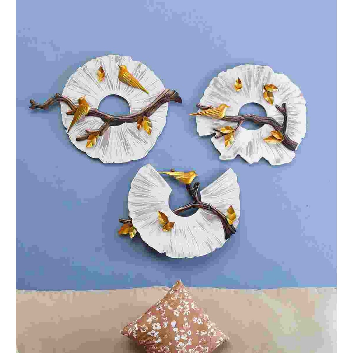 White Shaded 3 Mini Bird for Wall Decoration