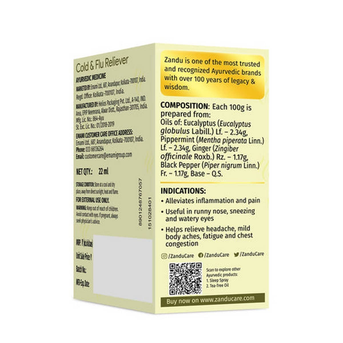 Zandu Cold & Flu Reliever Spray (22 ml)
