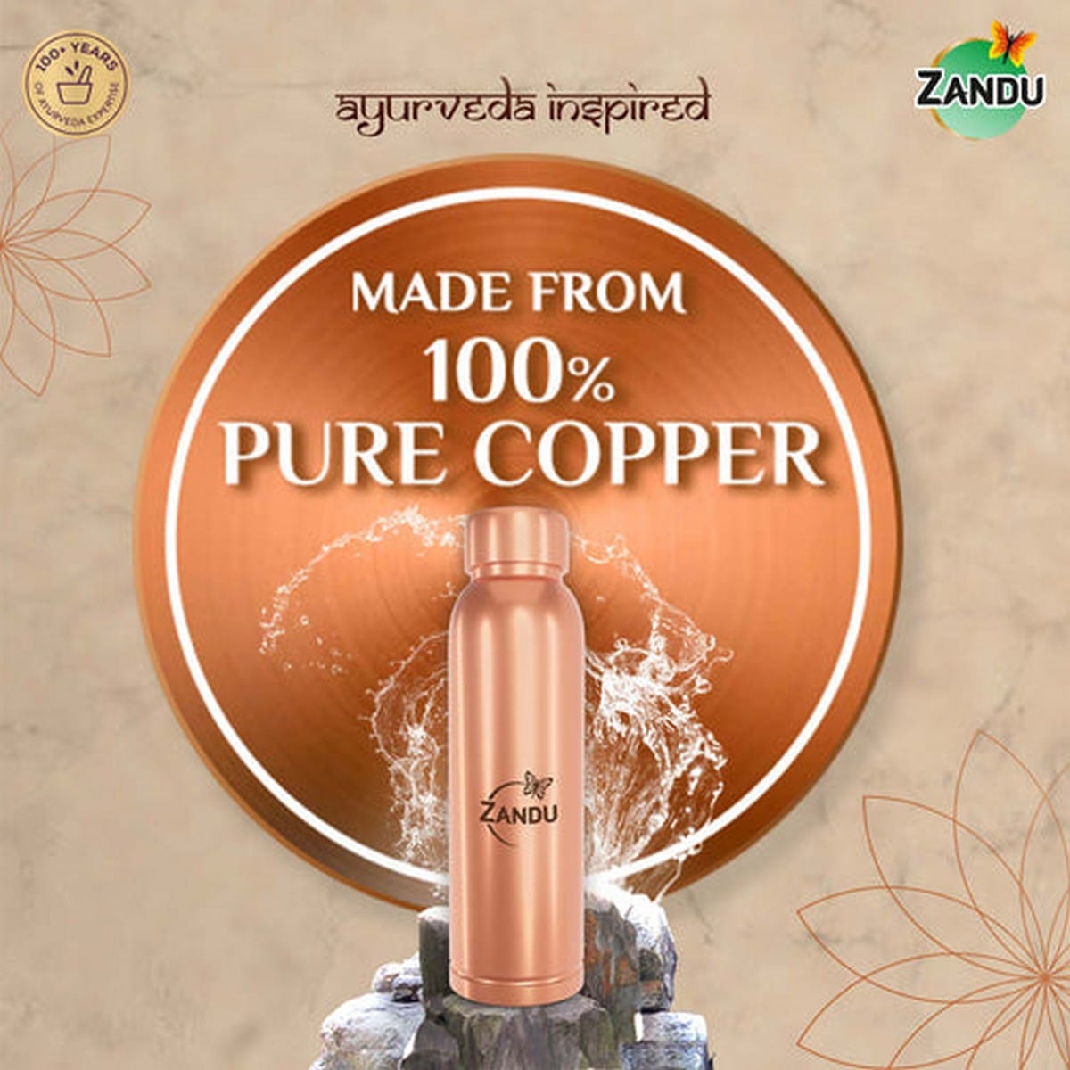 Zandu Copper Bottle (950 ml)