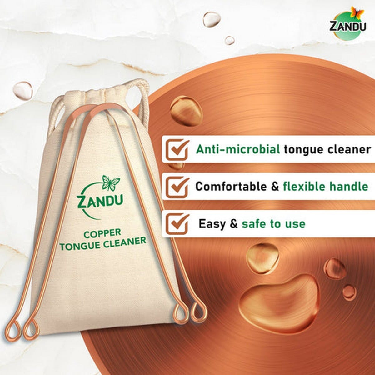 Zandu Copper Tongue Cleaner (Combo)