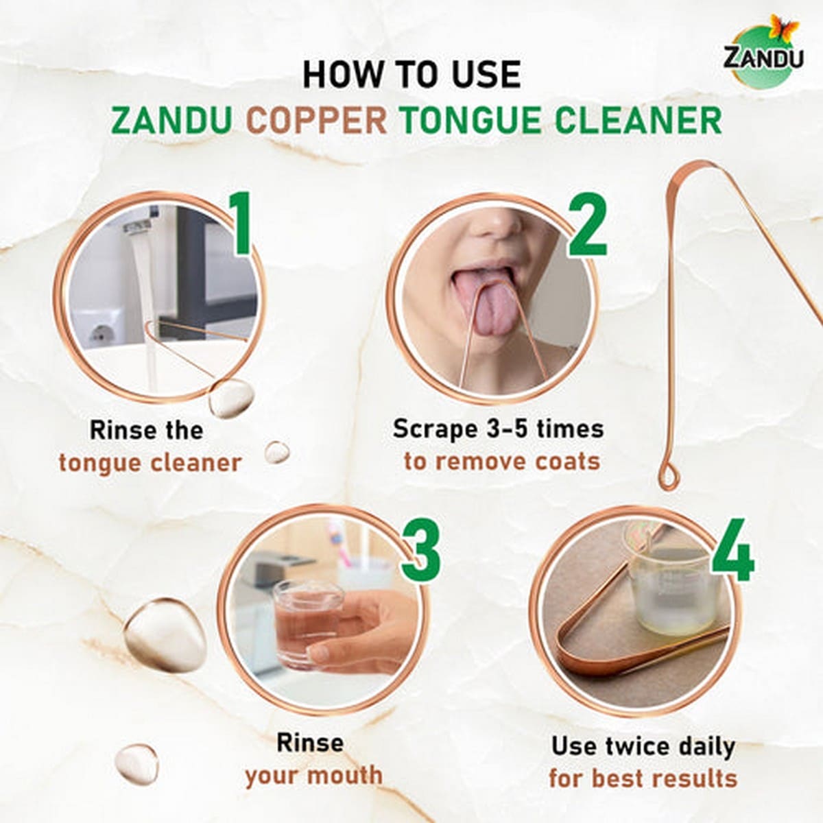Zandu Copper Tongue Cleaner (Combo)